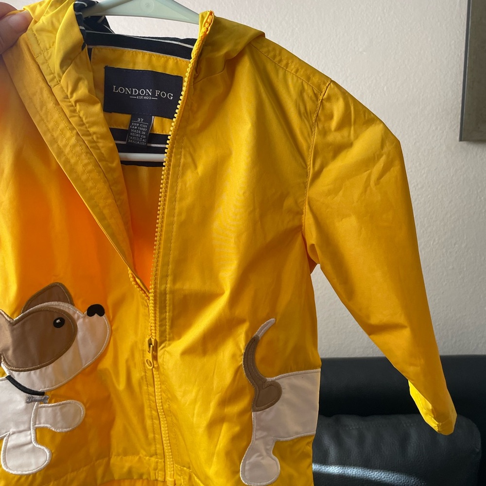 London Fog Kids Yellow Hooded Rain Shell
